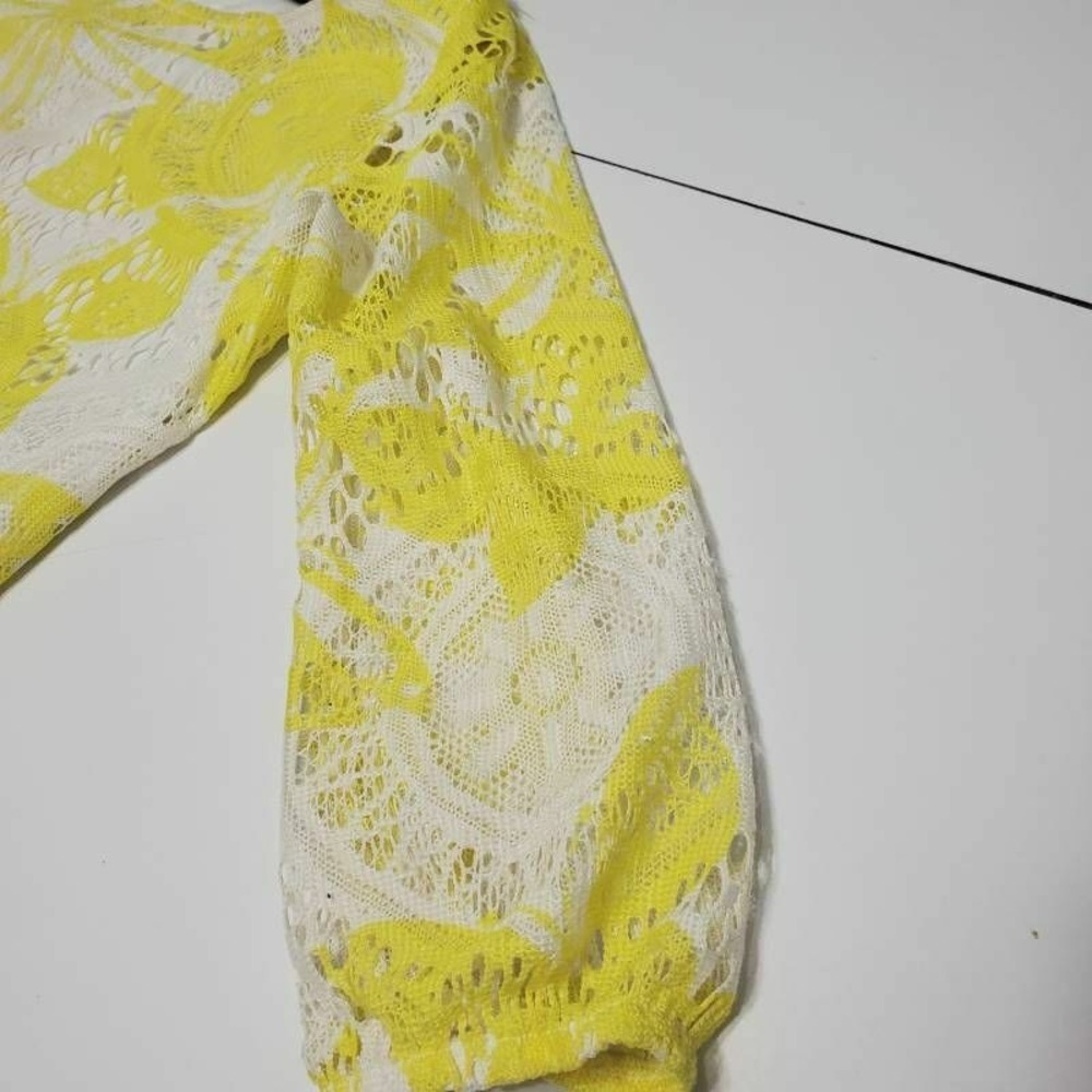 My Michelle Girls A-Line Yellow Butterfly Crochet Lace Keyhole Back Tie Fringe14 - Picture 5 of 12